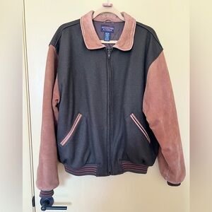 VINTAGE SUEDE WOOL VARSITY BOMBER JACKET